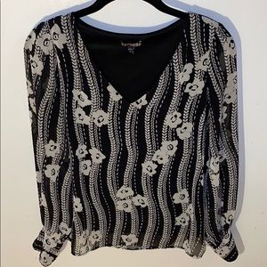 Express Size XS Black Chiffon Flower Blouse